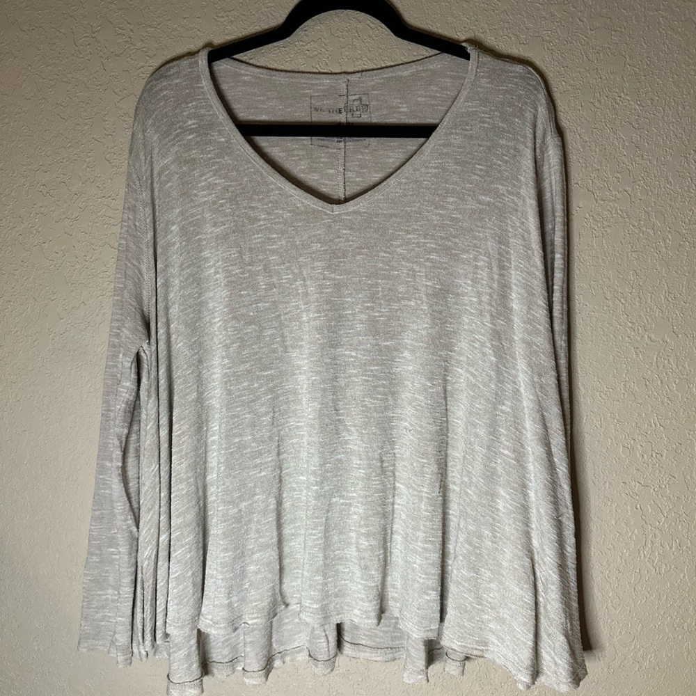 WE THE FREE SWING TUNIC KNIT PULLOVER TOP V NECK OVERSIZED BEIGE White M GUC